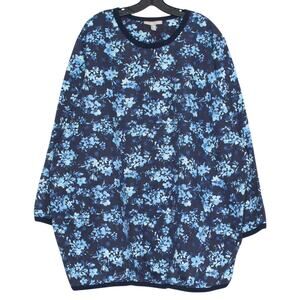 Woman Within Plus Size 3X Navy Blue Dark Floral Sweatshirt Cottagecore Casual